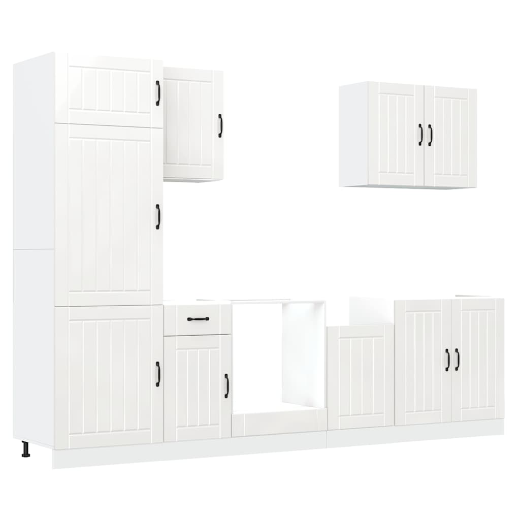 vidaXL 7 Piece Kitchen Cabinet Set Lucca White Engineered Wood