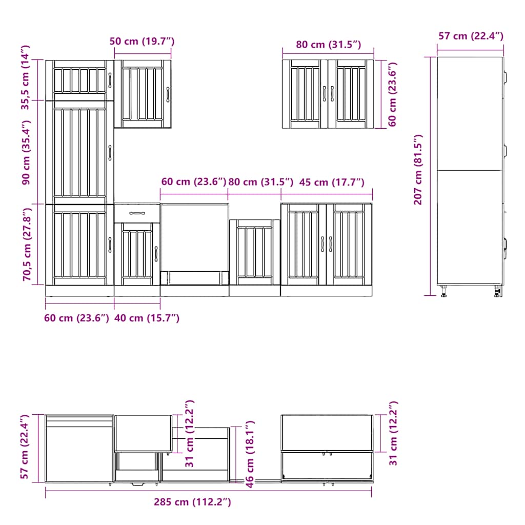 vidaXL 7 Piece Kitchen Cabinet Set Lucca White Engineered Wood