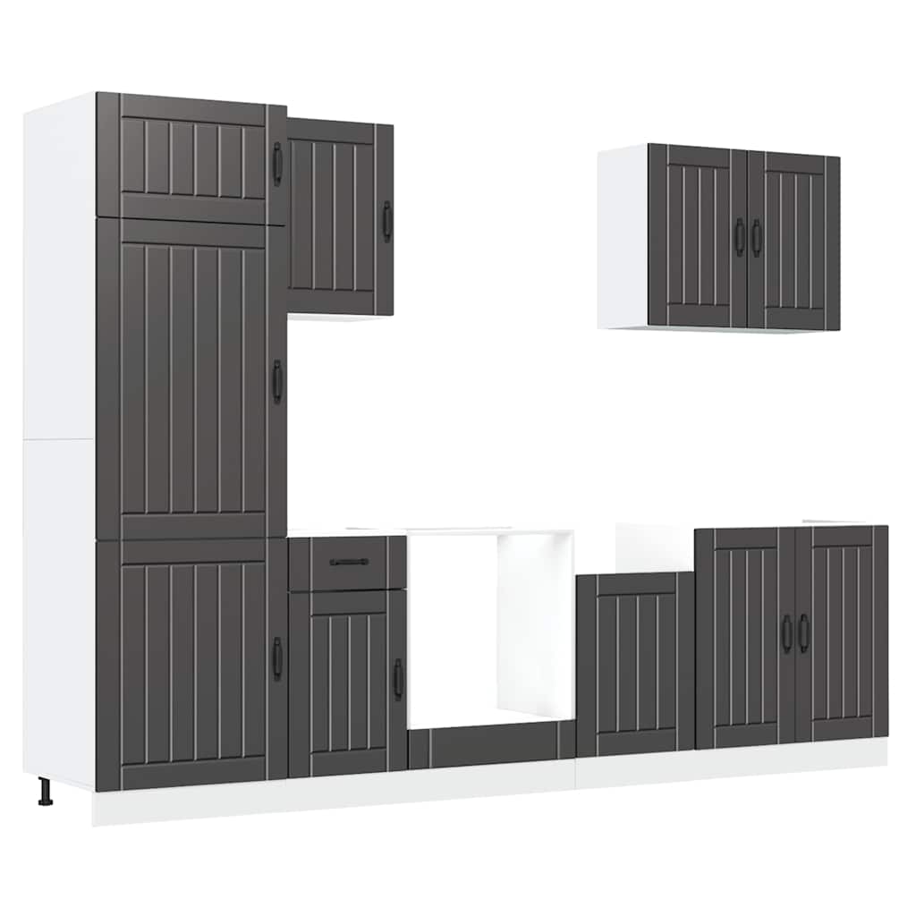 vidaXL 7 Piece Kitchen Cabinet Set Lucca Black Engineered Wood