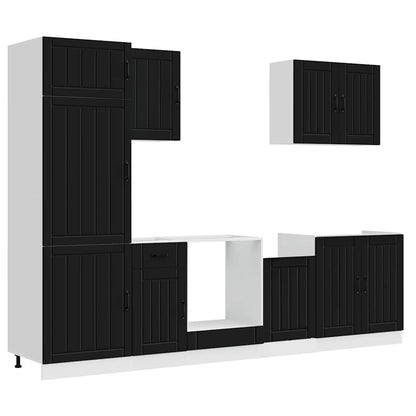 vidaXL 7 Piece Kitchen Cabinet Set "Lucca" Black Engineered Wood