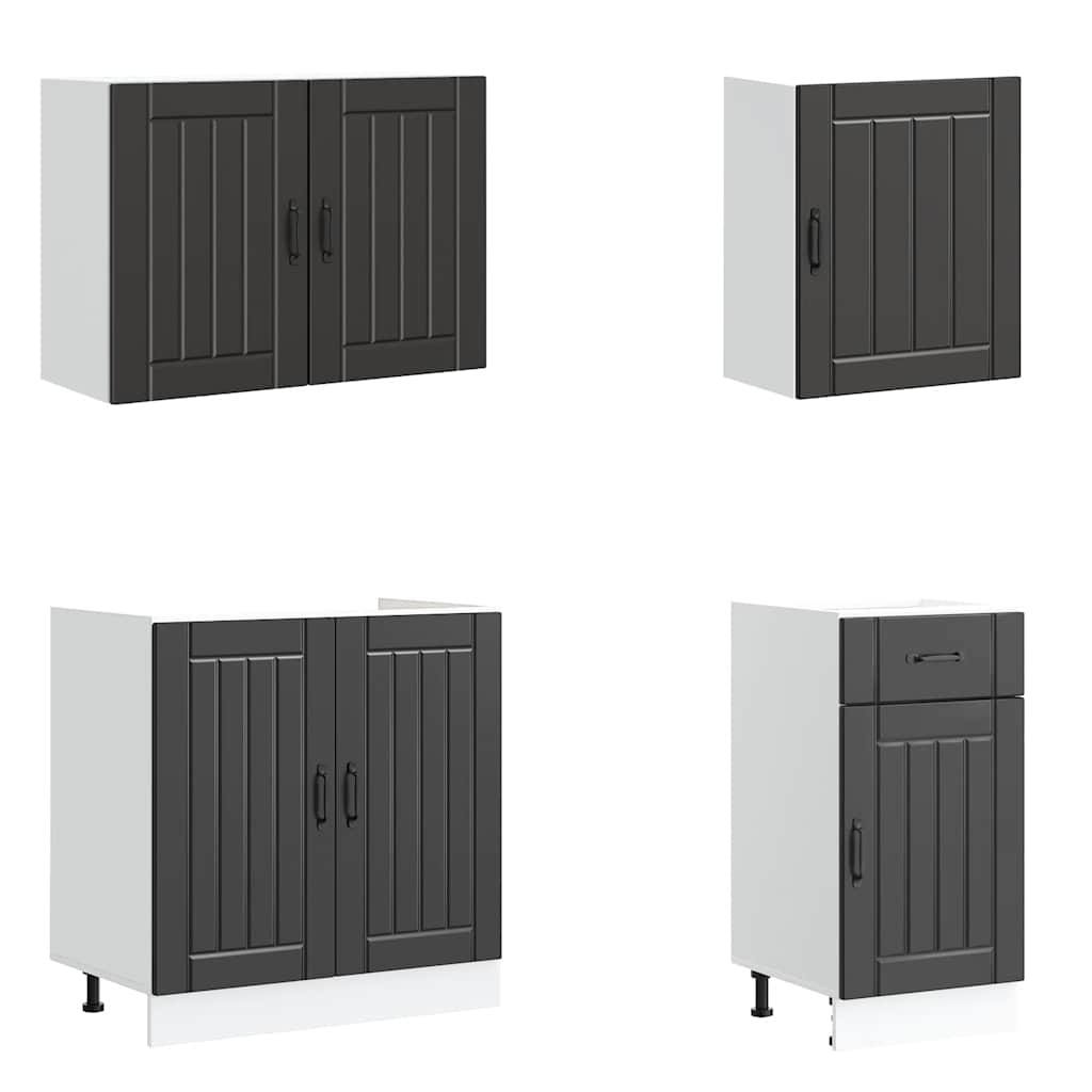 vidaXL 7 Piece Kitchen Cabinet Set Lucca Black Engineered Wood