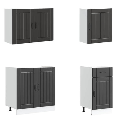vidaXL 7 Piece Kitchen Cabinet Set Lucca Black Engineered Wood