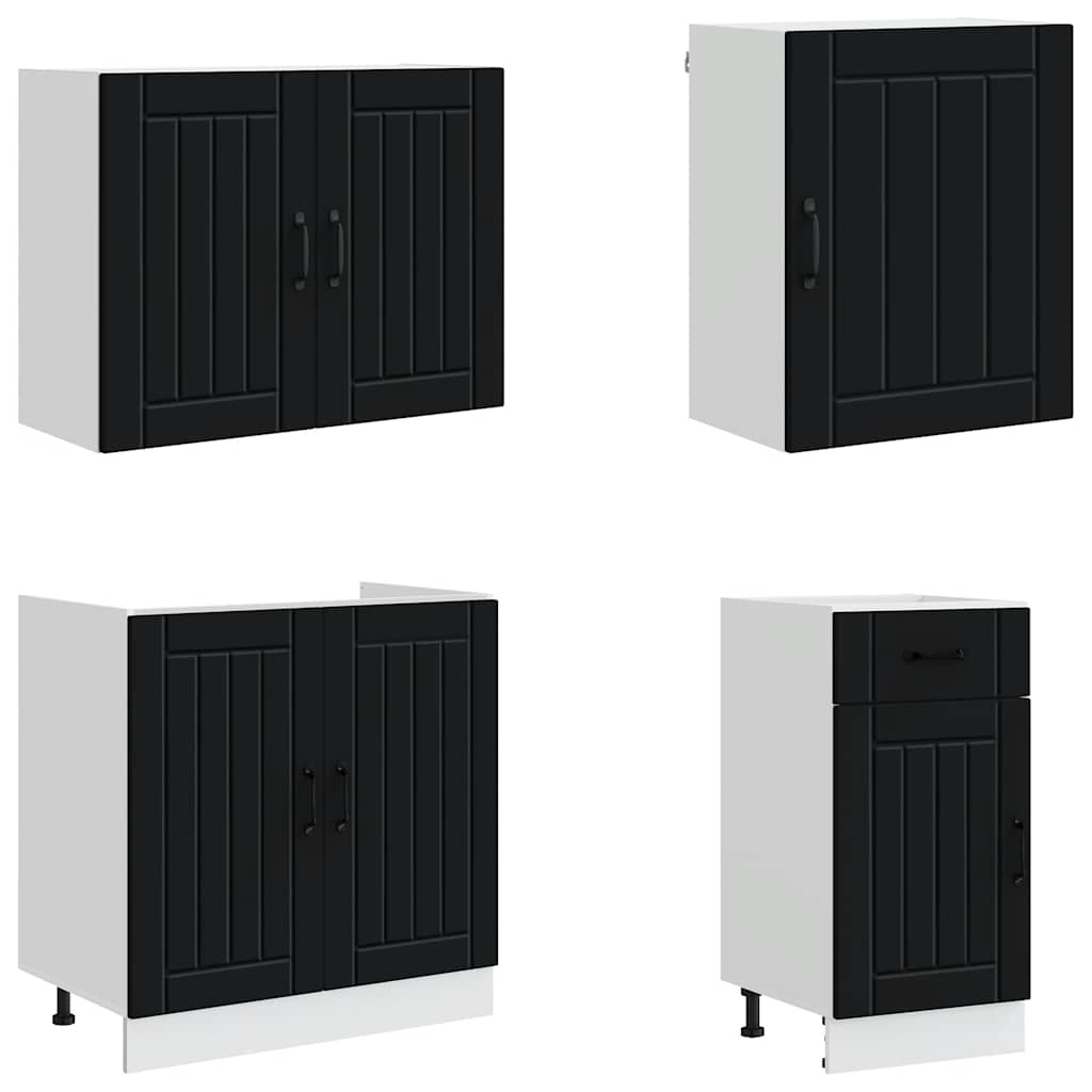 vidaXL 7 Piece Kitchen Cabinet Set "Lucca" Black Engineered Wood