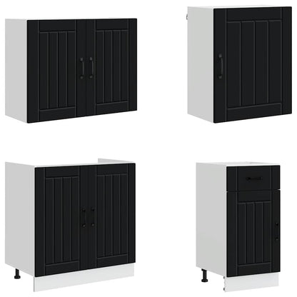 vidaXL 7 Piece Kitchen Cabinet Set "Lucca" Black Engineered Wood