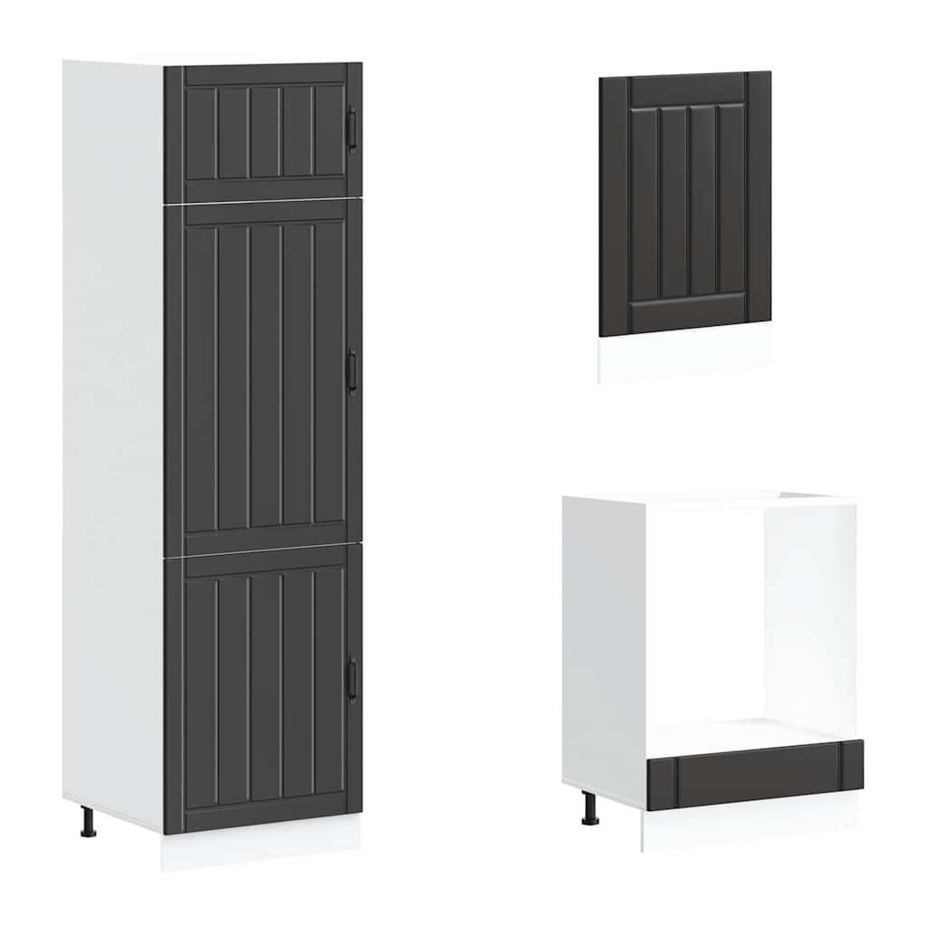 vidaXL 7 Piece Kitchen Cabinet Set Lucca Black Engineered Wood