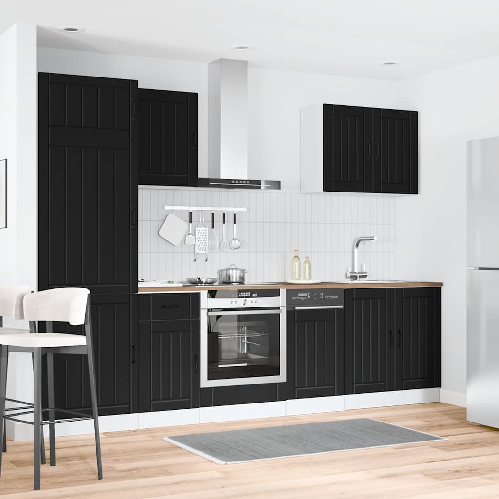 vidaXL 7 Piece Kitchen Cabinet Set "Lucca" Black Engineered Wood