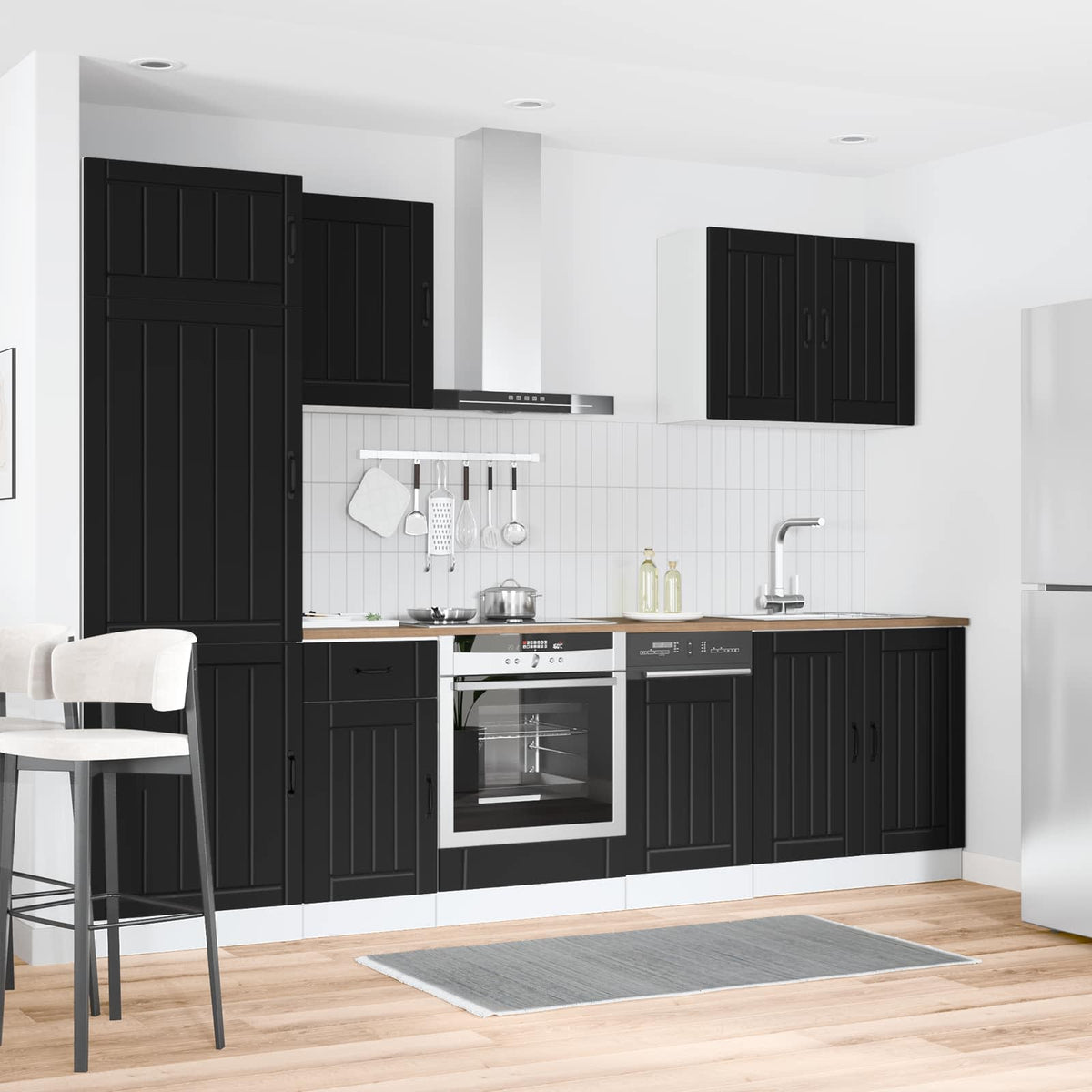 vidaXL 7 Piece Kitchen Cabinet Set "Lucca" Black Engineered Wood