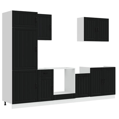 vidaXL 7 Piece Kitchen Cabinet Set "Lucca" Black Engineered Wood