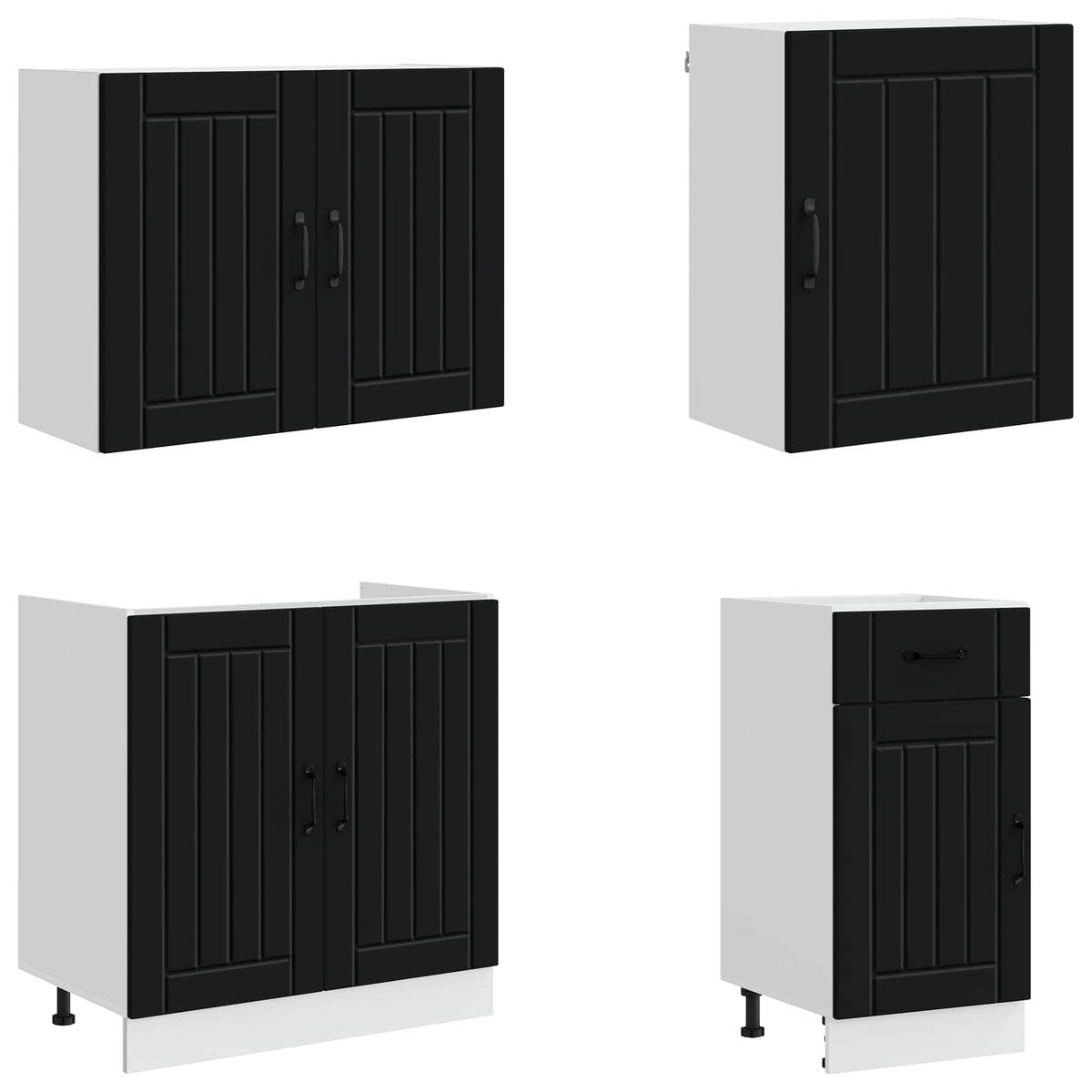 vidaXL 7 Piece Kitchen Cabinet Set "Lucca" Black Engineered Wood