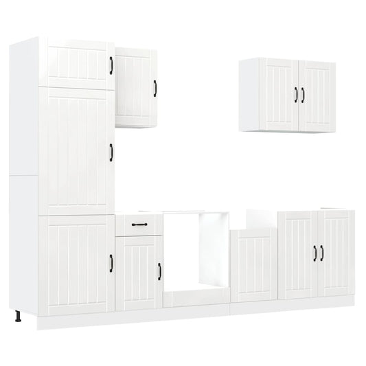 vidaXL 7 Piece Kitchen Cabinet Set Lucca High Gloss White Engineered Wood
