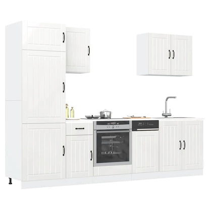 vidaXL 7 Piece Kitchen Cabinet Set Lucca High Gloss White Engineered Wood