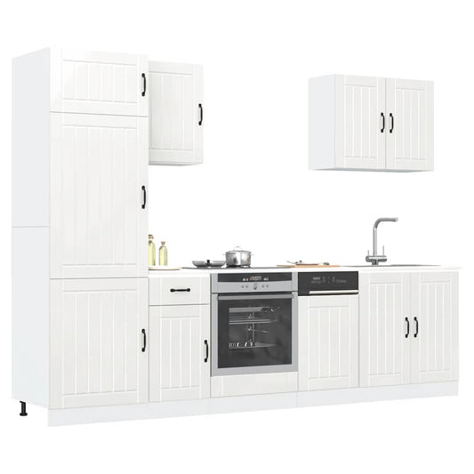 vidaXL 7 Piece Kitchen Cabinet Set Lucca High Gloss White Engineered Wood