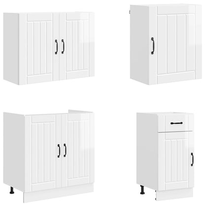vidaXL 7 Piece Kitchen Cabinet Set "Lucca" High Gloss White Engineered Wood