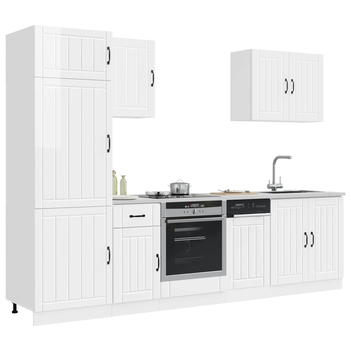 vidaXL 7 Piece Kitchen Cabinet Set "Lucca" High Gloss White Engineered Wood
