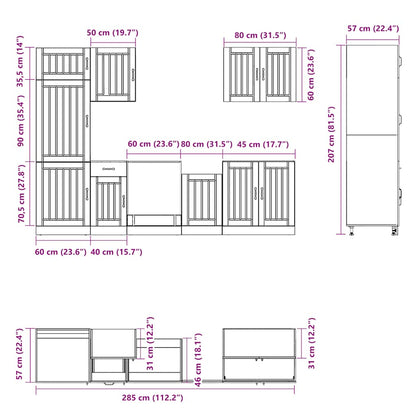 vidaXL 7 Piece Kitchen Cabinet Set Lucca Sonoma Oak Engineered Wood