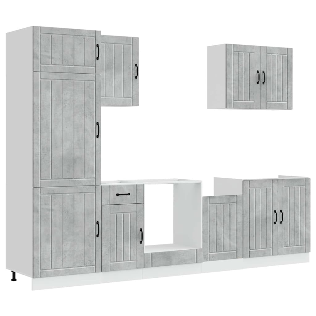 vidaXL 7 Piece Kitchen Cabinet Set "Lucca" Concrete Grey Engineered Wood
