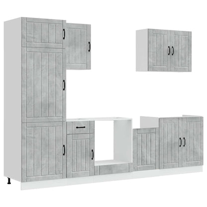 vidaXL 7 Piece Kitchen Cabinet Set "Lucca" Concrete Grey Engineered Wood