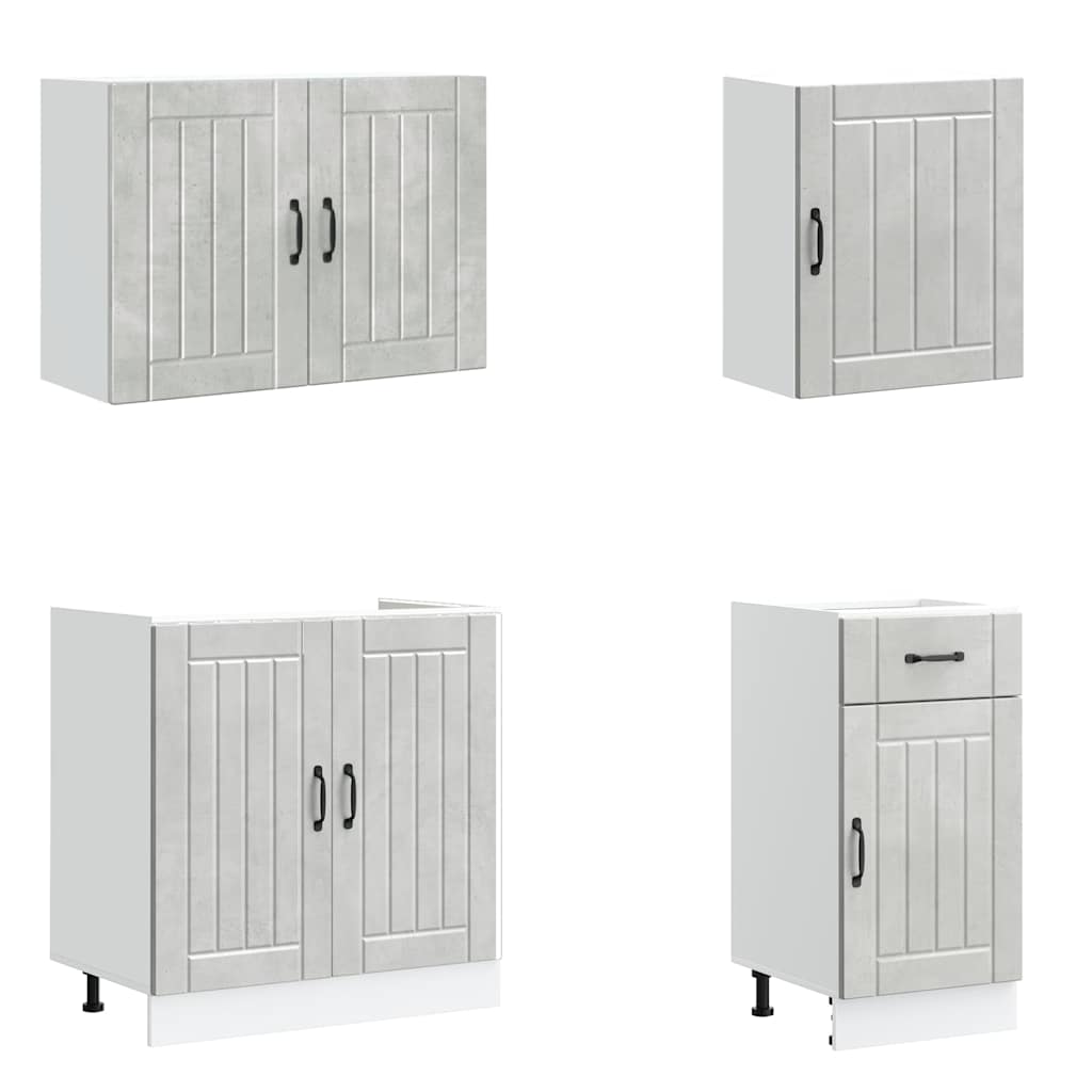 vidaXL 7 Piece Kitchen Cabinet Set Lucca Concrete Grey Engineered Wood