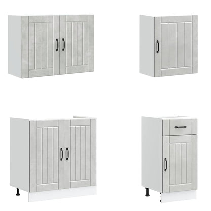 vidaXL 7 Piece Kitchen Cabinet Set Lucca Concrete Grey Engineered Wood