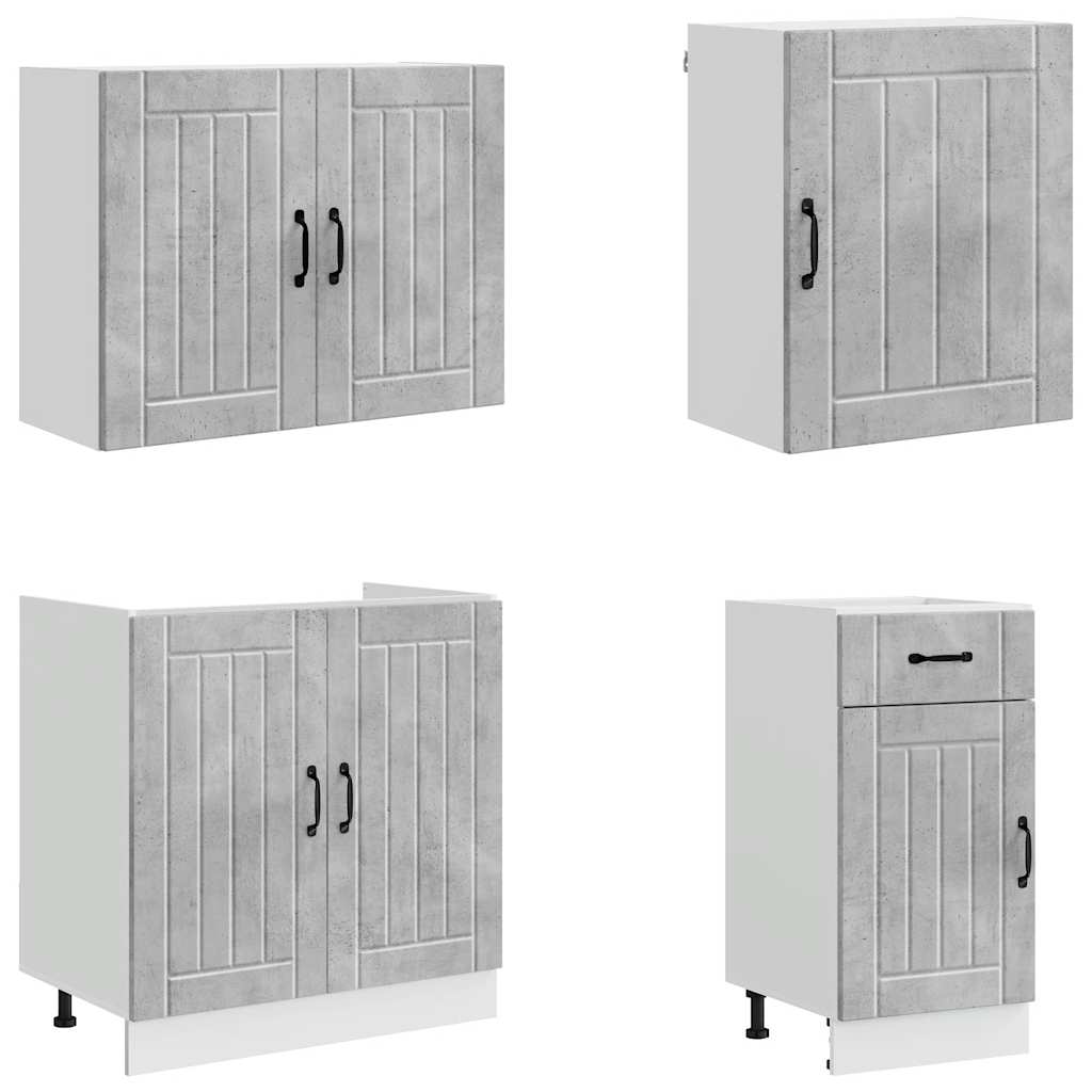 vidaXL 7 Piece Kitchen Cabinet Set "Lucca" Concrete Grey Engineered Wood
