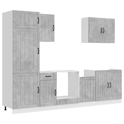 vidaXL 7 Piece Kitchen Cabinet Set "Lucca" Concrete Grey Engineered Wood