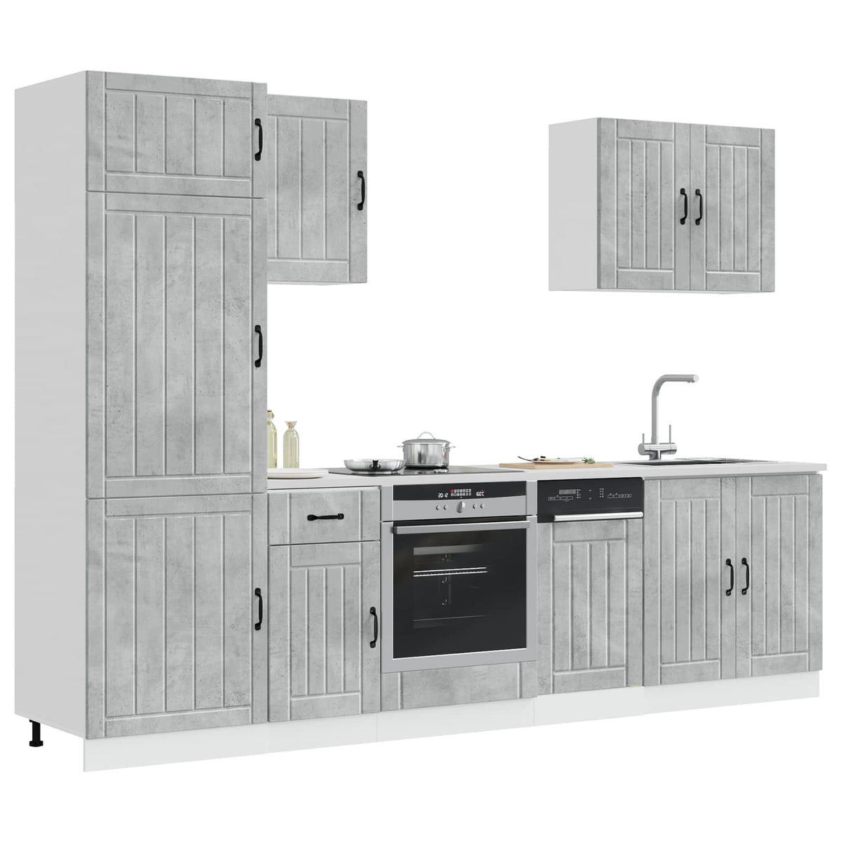 vidaXL 7 Piece Kitchen Cabinet Set "Lucca" Concrete Grey Engineered Wood