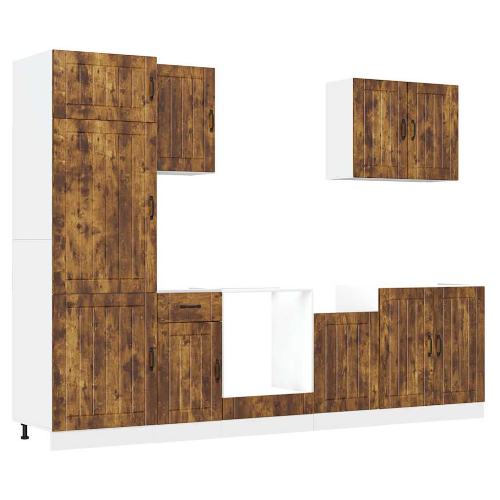 vidaXL 7 Piece Kitchen Cabinet Set Lucca Smoked Oak Engineered Wood