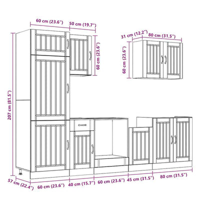 vidaXL 7 Piece Kitchen Cabinet Set Lucca Smoked Oak Engineered Wood