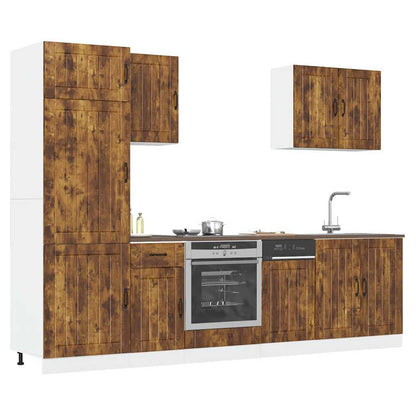 vidaXL 7 Piece Kitchen Cabinet Set Lucca Smoked Oak Engineered Wood