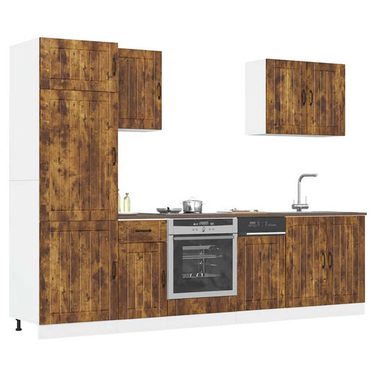 vidaXL 7 Piece Kitchen Cabinet Set Lucca Smoked Oak Engineered Wood