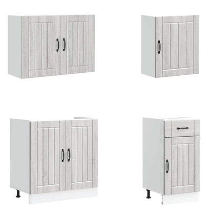 vidaXL 7 Piece Kitchen Cabinet Set Lucca Grey Sonoma Engineered Wood