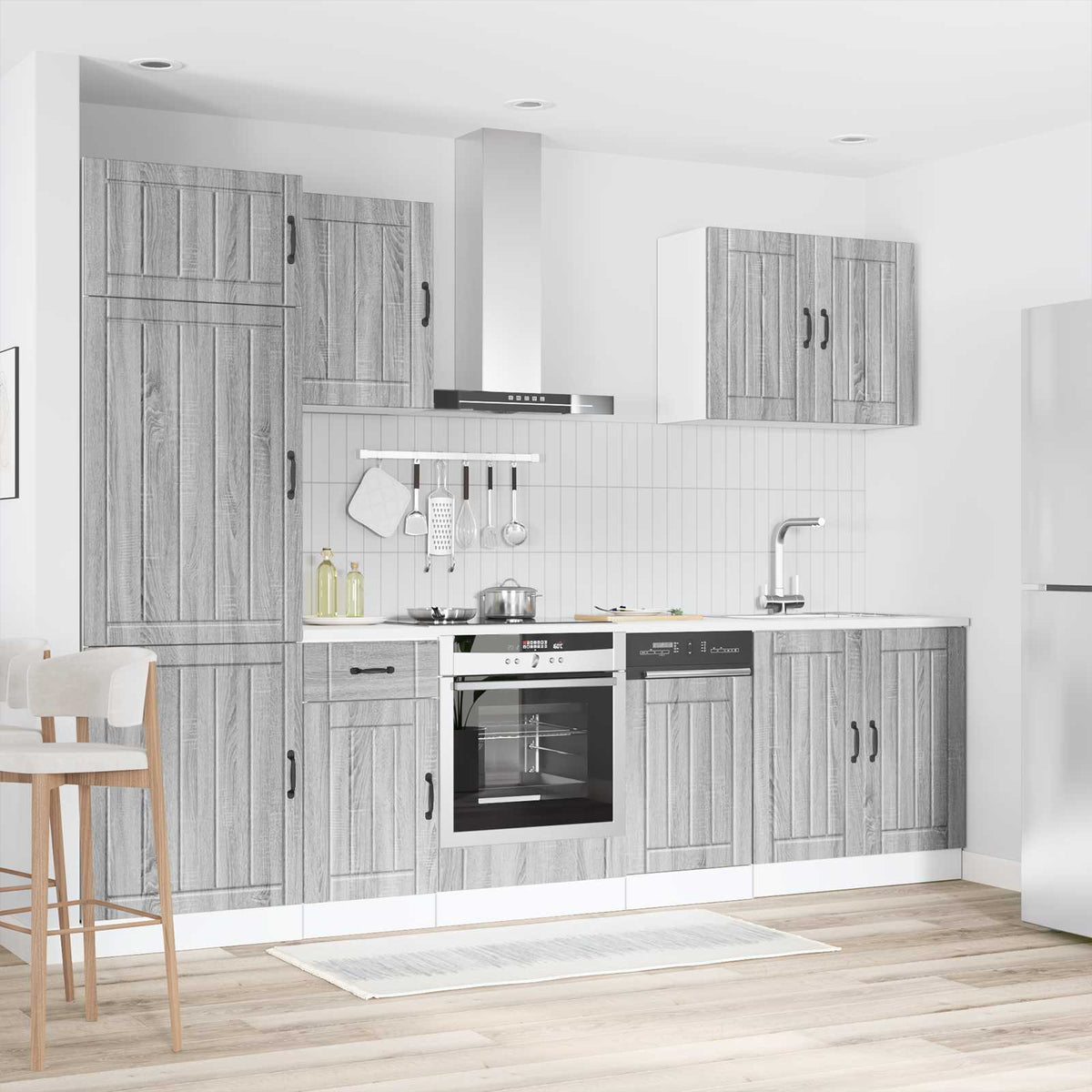 vidaXL 7 Piece Kitchen Cabinet Set "Lucca" Grey Sonoma Engineered Wood