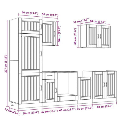 vidaXL 7 Piece Kitchen Cabinet Set Lucca Old Wood Engineered Wood