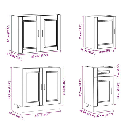 vidaXL 7 Piece Kitchen Cabinet Set Porto White Engineered Wood