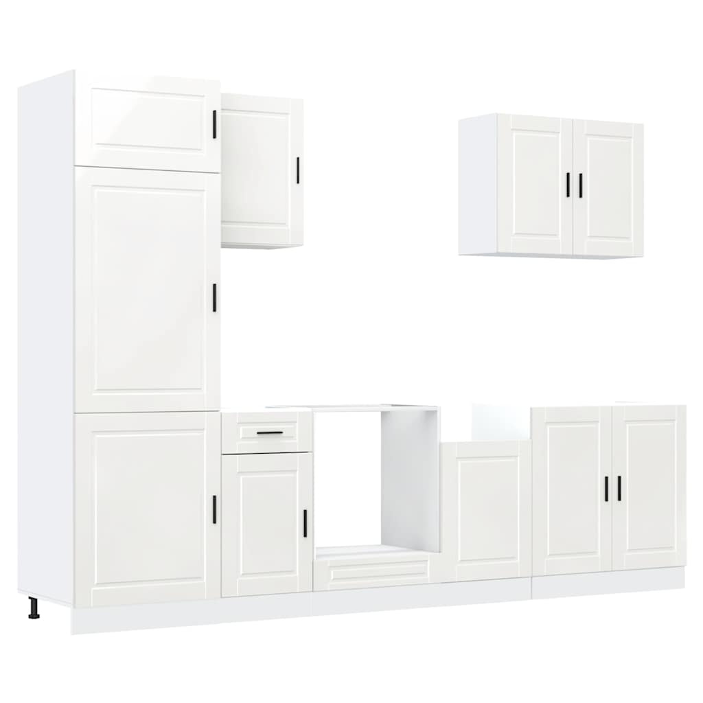 vidaXL 7 Piece Kitchen Cabinet Set Porto High Gloss White Engineered Wood