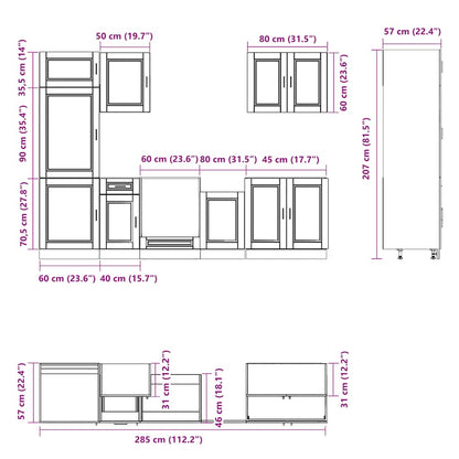 vidaXL 7 Piece Kitchen Cabinet Set Porto High Gloss White Engineered Wood