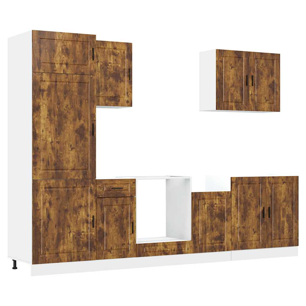 vidaXL 7 Piece Kitchen Cabinet Set Porto Smoked Oak Engineered Wood