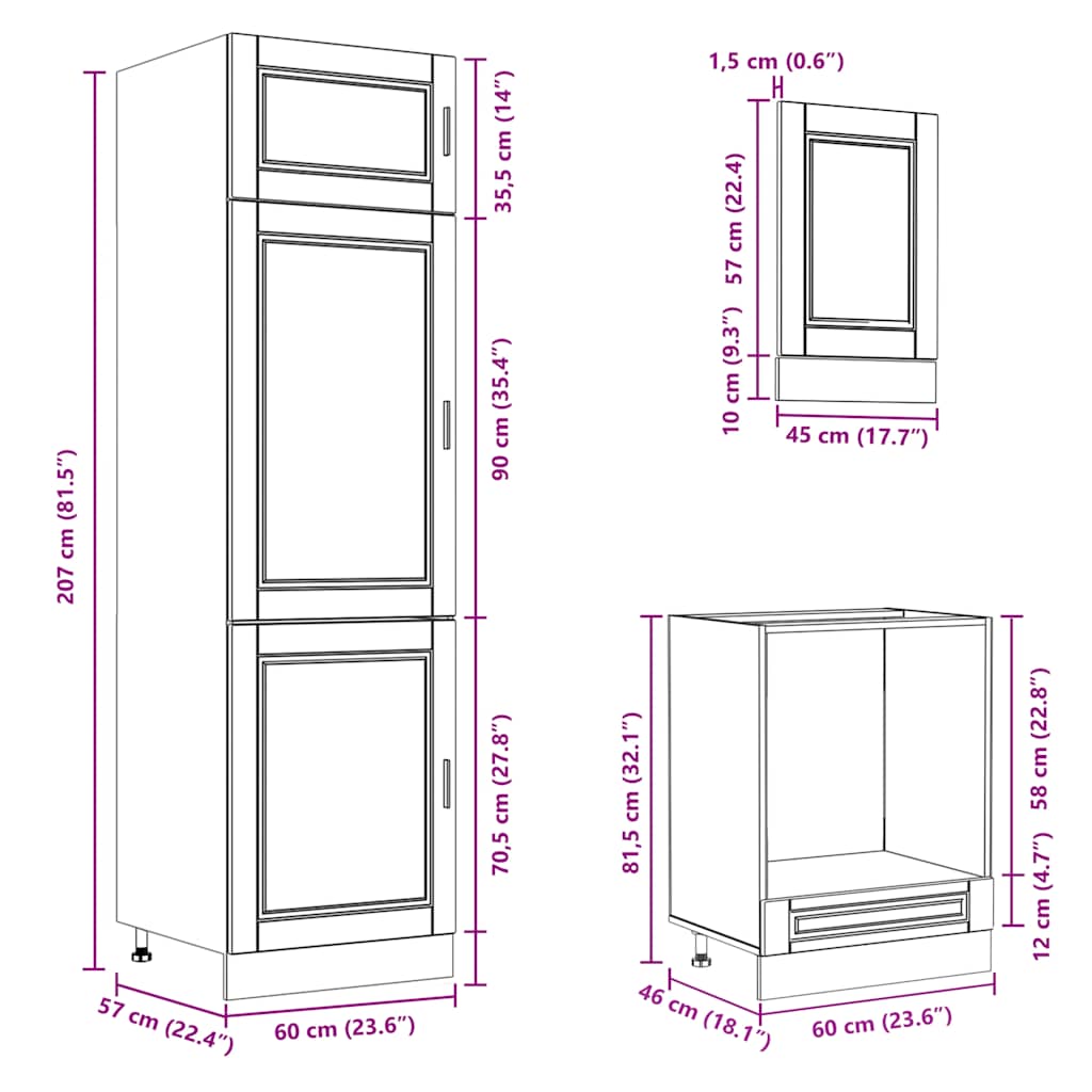 vidaXL 7 Piece Kitchen Cabinet Set Porto Smoked Oak Engineered Wood