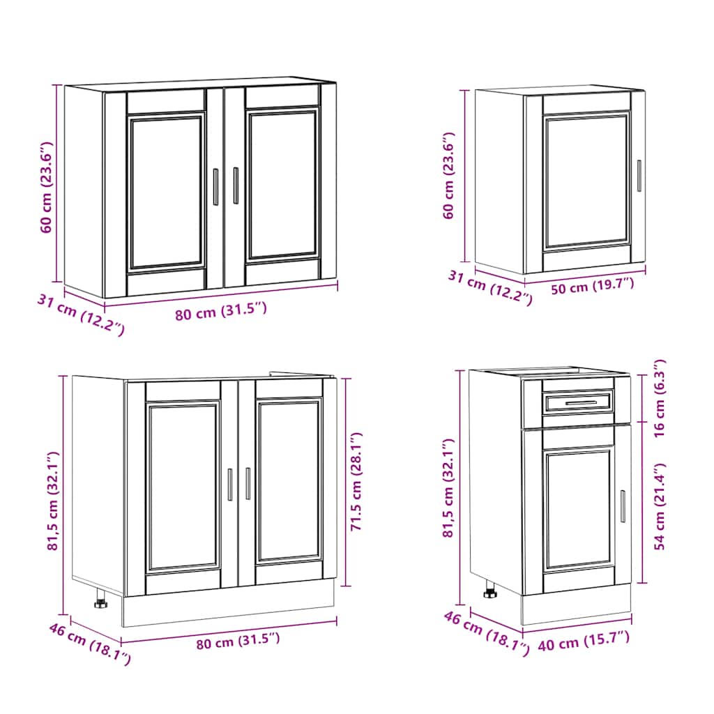 vidaXL 7 Piece Kitchen Cabinet Set Porto Grey Sonoma Engineered Wood