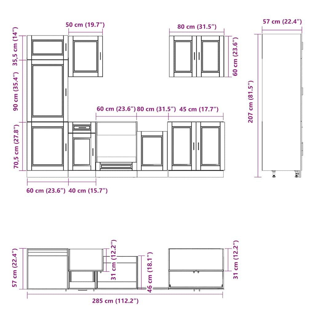vidaXL 7 Piece Kitchen Cabinet Set Kalmar Artisan Oak Engineered Wood