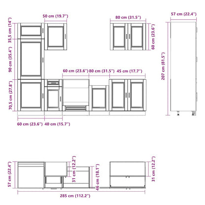 vidaXL 7 Piece Kitchen Cabinet Set Kalmar Artisan Oak Engineered Wood