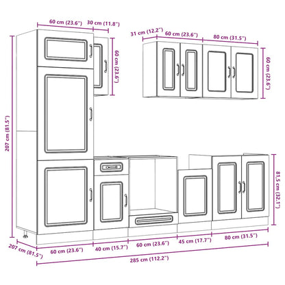 vidaXL 8 Piece Kitchen Cabinet Set Kalmar Black Engineered Wood