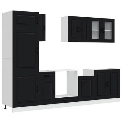 vidaXL 8 Piece Kitchen Cabinet Set "Kalmar" Black Engineered Wood