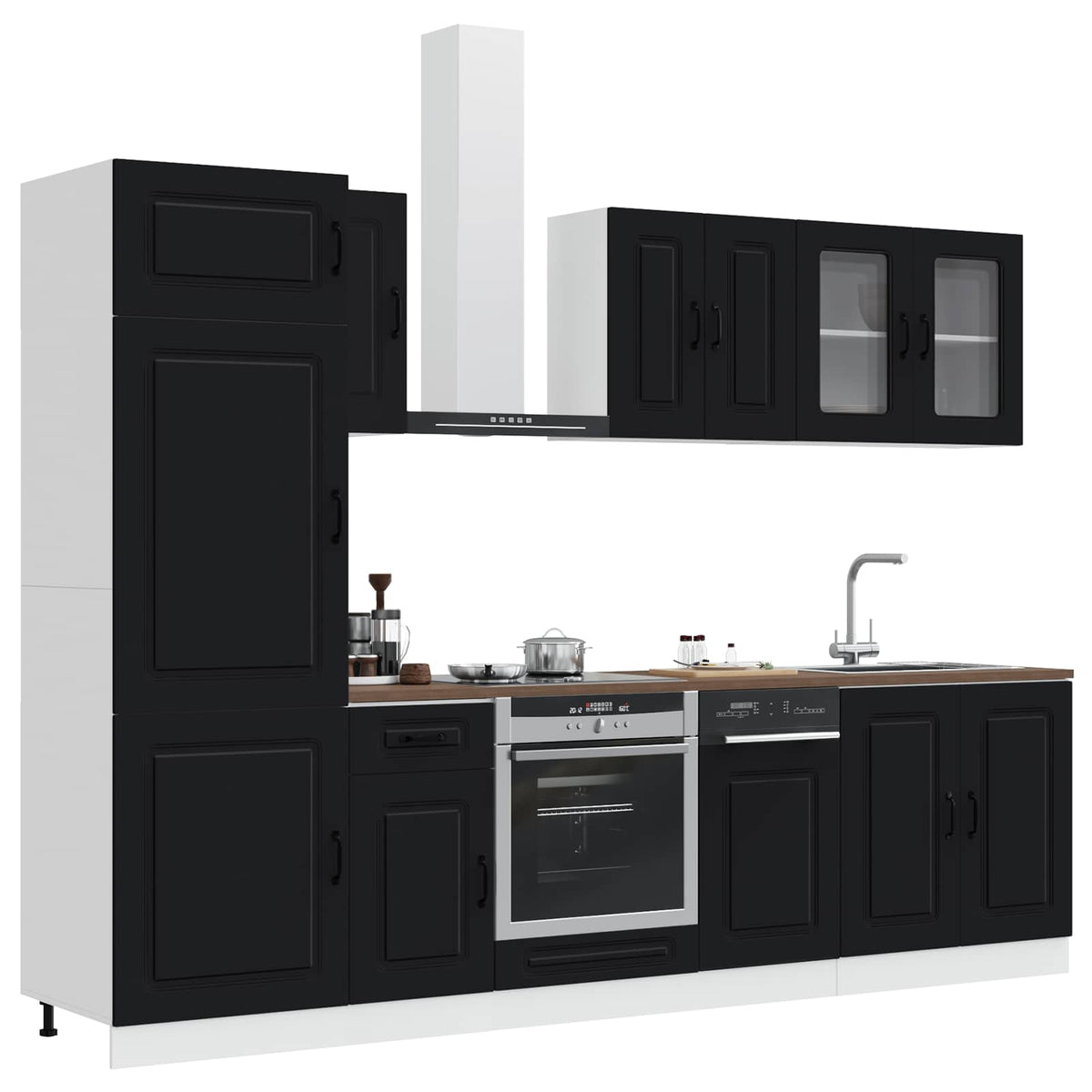 vidaXL 8 Piece Kitchen Cabinet Set "Kalmar" Black Engineered Wood