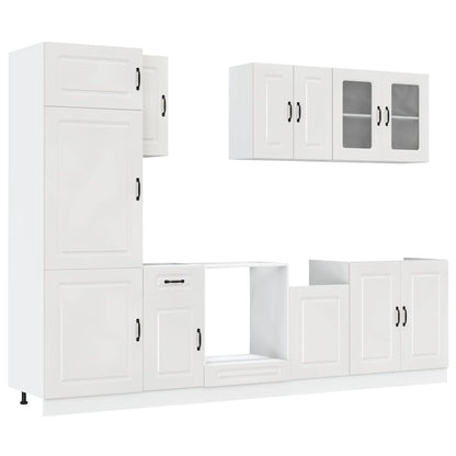 vidaXL 8 Piece Kitchen Cabinet Set Kalmar High Gloss White Engineered Wood