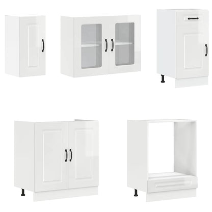 vidaXL 8 Piece Kitchen Cabinet Set Kalmar High Gloss White Engineered Wood