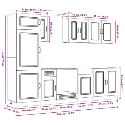 vidaXL 8 Piece Kitchen Cabinet Set Kalmar High Gloss White Engineered Wood