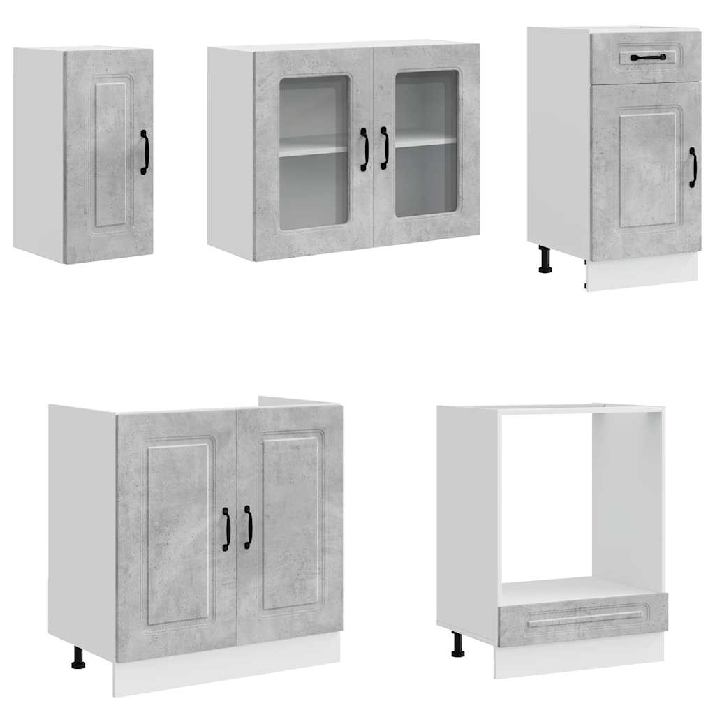 vidaXL 8 Piece Kitchen Cabinet Set "Kalmar" Concrete Grey