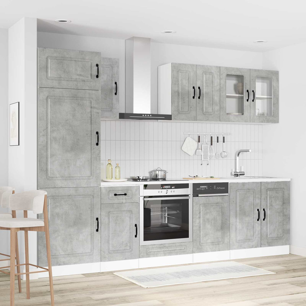 vidaXL 8 Piece Kitchen Cabinet Set "Kalmar" Concrete Grey