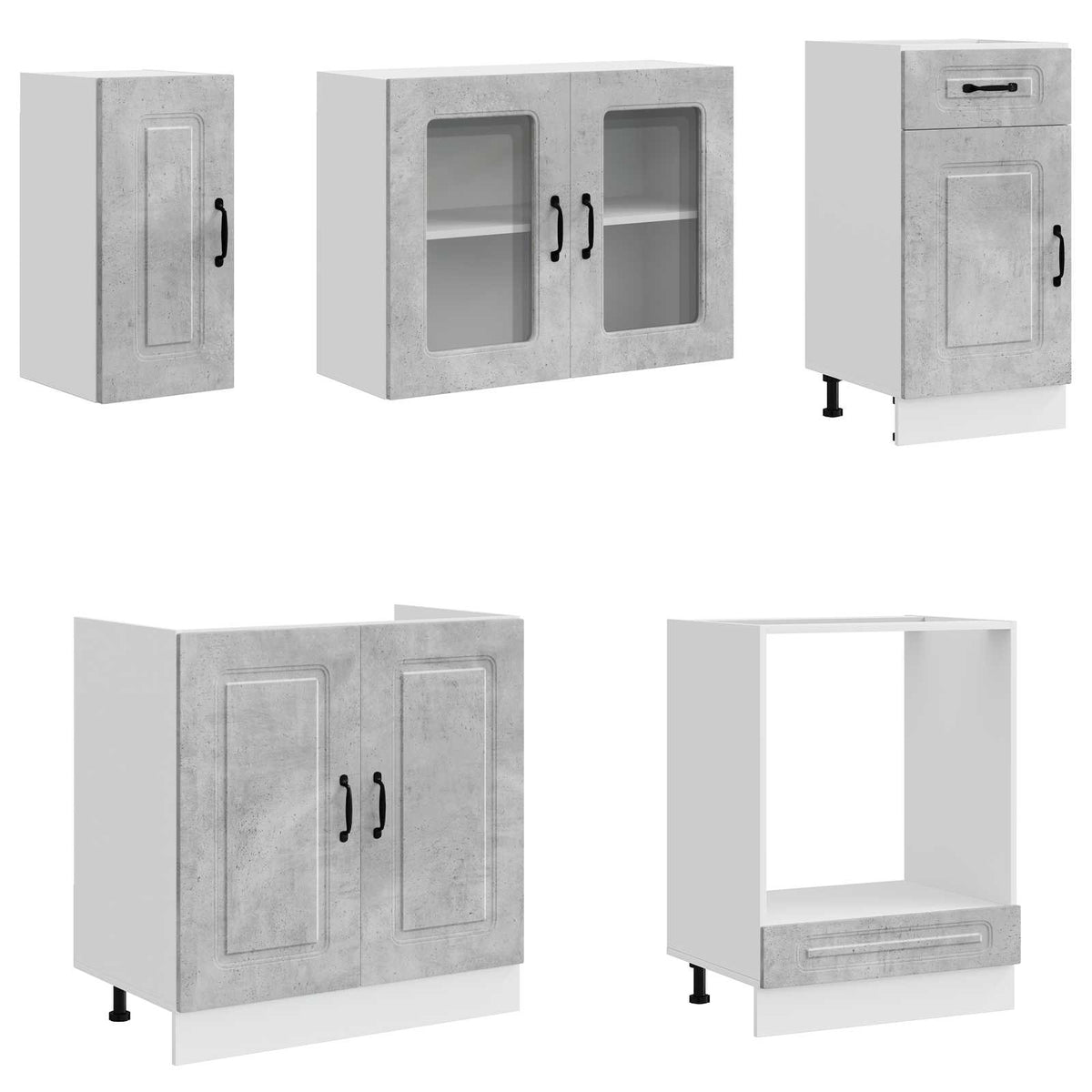 vidaXL 8 Piece Kitchen Cabinet Set "Kalmar" Concrete Grey